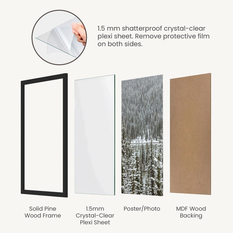 Opposite Wall - 18x24 in - Black Solid Wood Picture Frame - Lightweight, Versatile & Shatterproof - Wall Hanging Poster or Photo Frame - Wall Decor for Office, Gallery & Home - Image 4